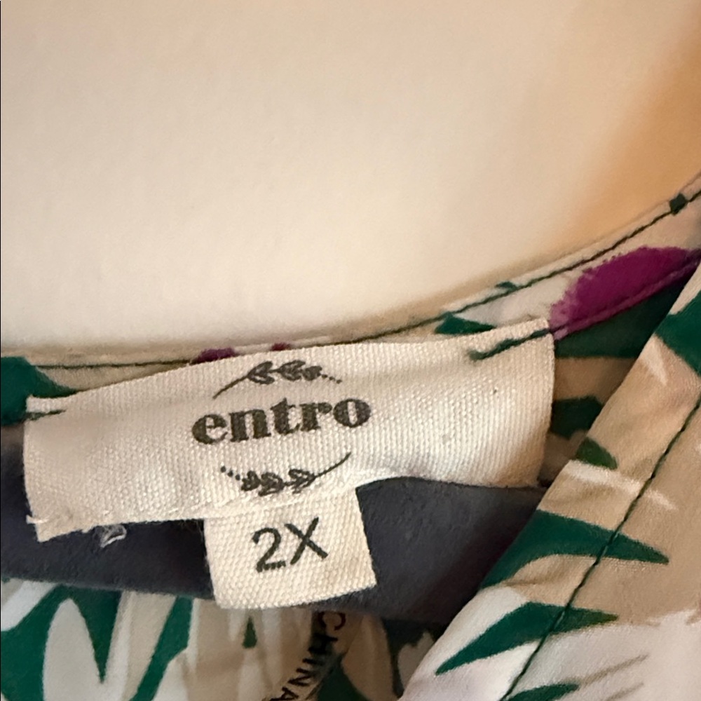 entro White Daisy Print Swing Dress with Pink & Green - Picture 3 of 6
